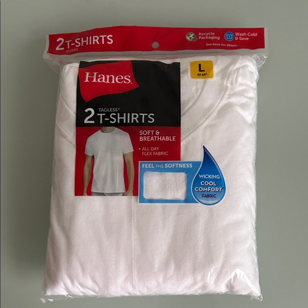 New Hanes White Men’s T-Shirt - Soft & Breathable | Size L